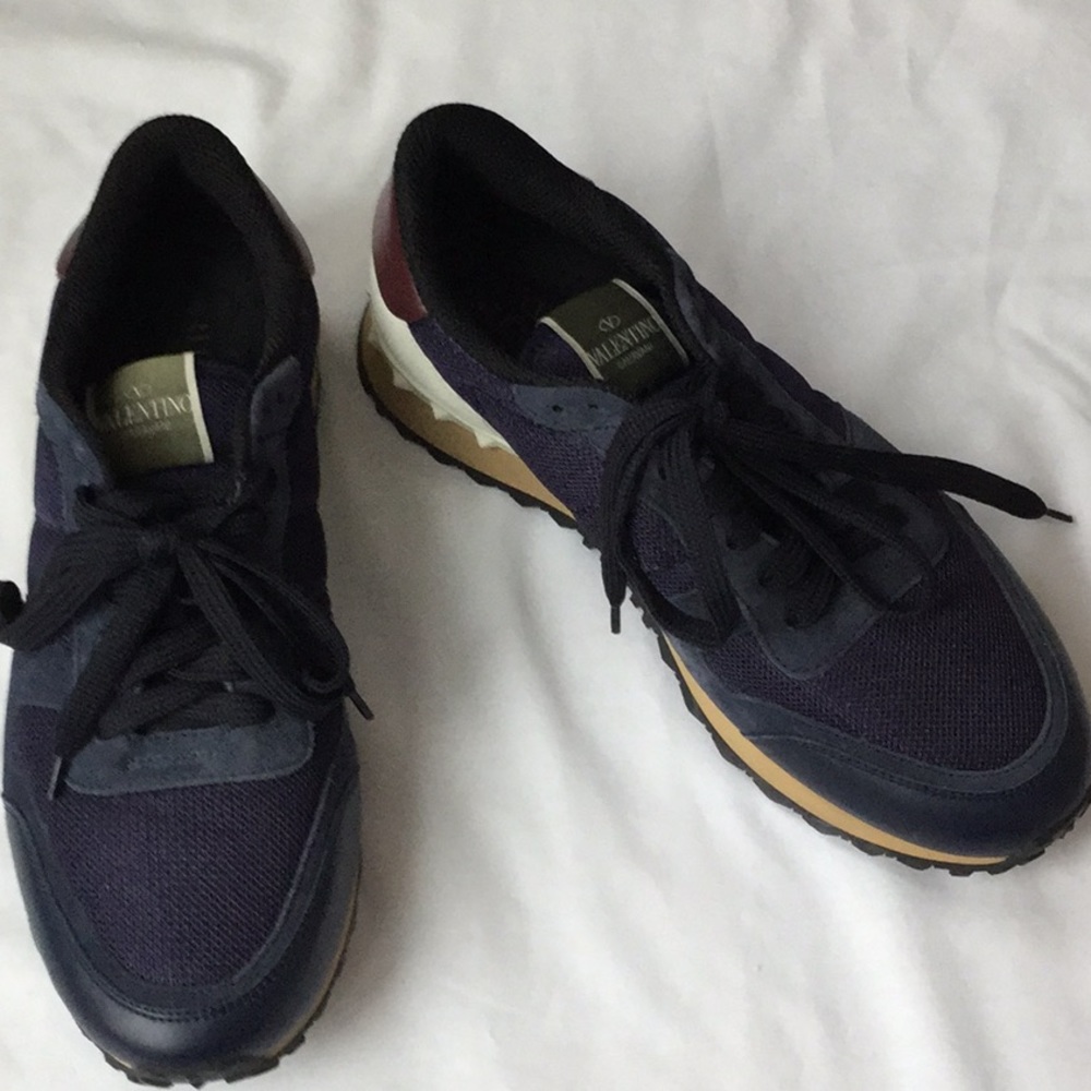 Valentino Rockstud Blue and Maroon Sneaker